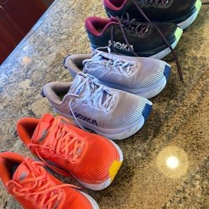 Three pairs of gently used Hoka Bondi 7s size 10.5